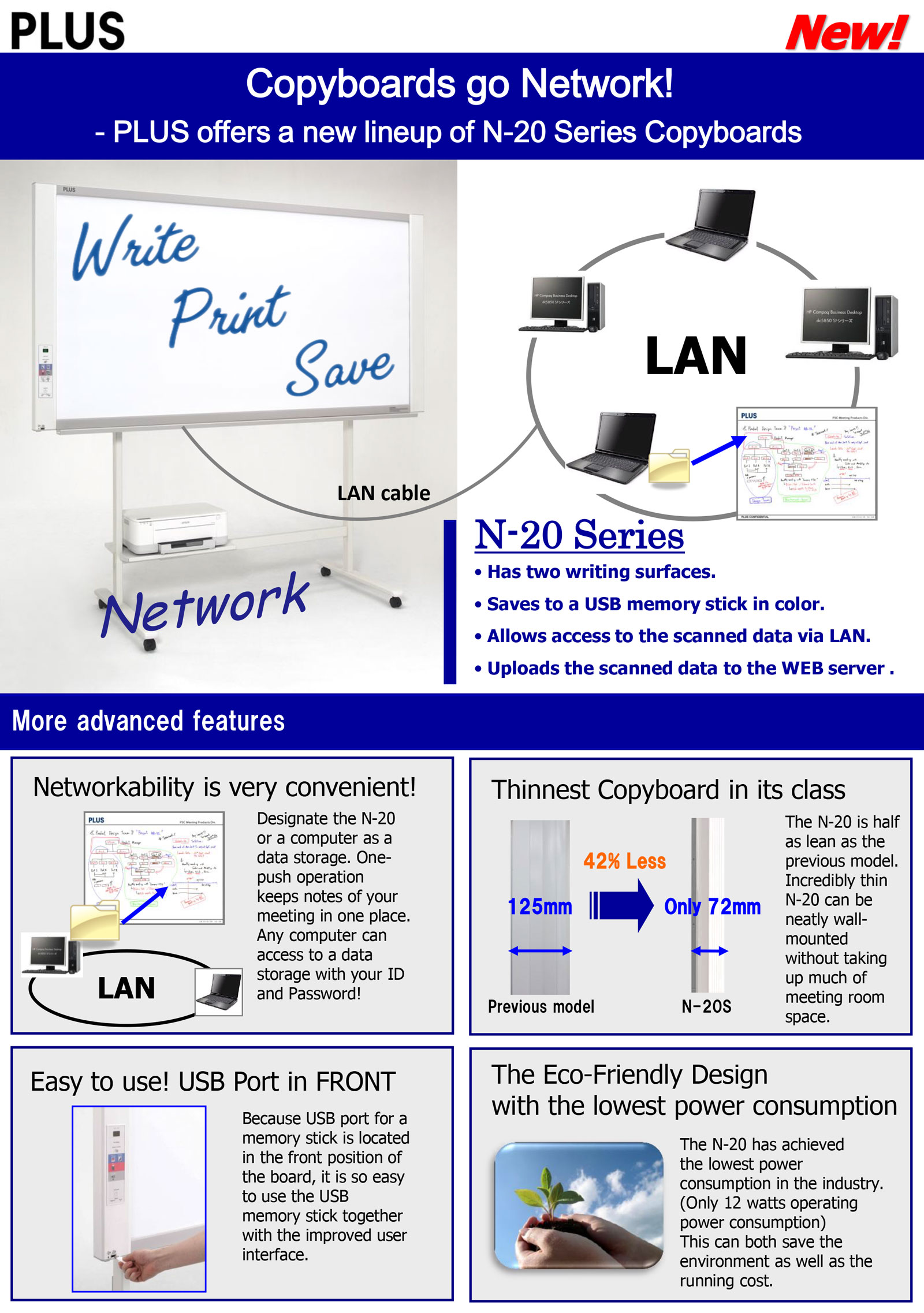 Plus N-20W Color Electronic Board supports iOS & Android กระดานอิเล็กทรอนิกส์อัจฉริยะ กระดานนำเสนองานพรีเซ้นต์