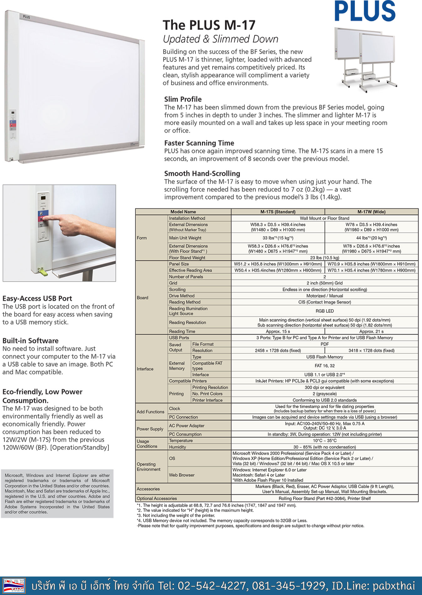 Plus M-17S,Electronic,Copyboard,B&W,Built-in,USB,memory,writer&USB,for,external,printer